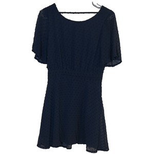 2/$50 ✨  Navy Swiss Dot Dress w/ Deep V Back – Wedding Guest Classic